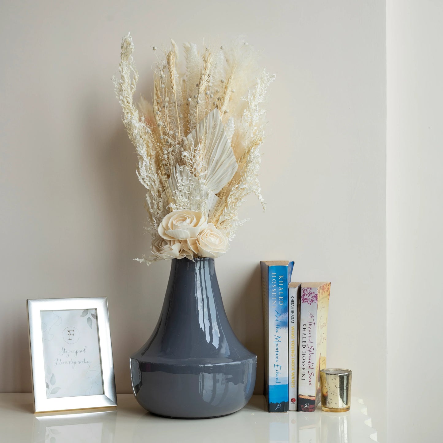 Cloud Fluff Bunch in Mirage Metal Vase