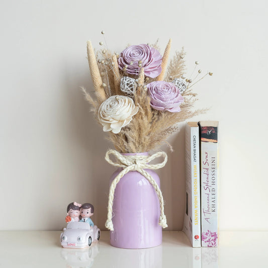 La Vie En Rose Lilac Bunch In Lilac Bloom Metal Vase