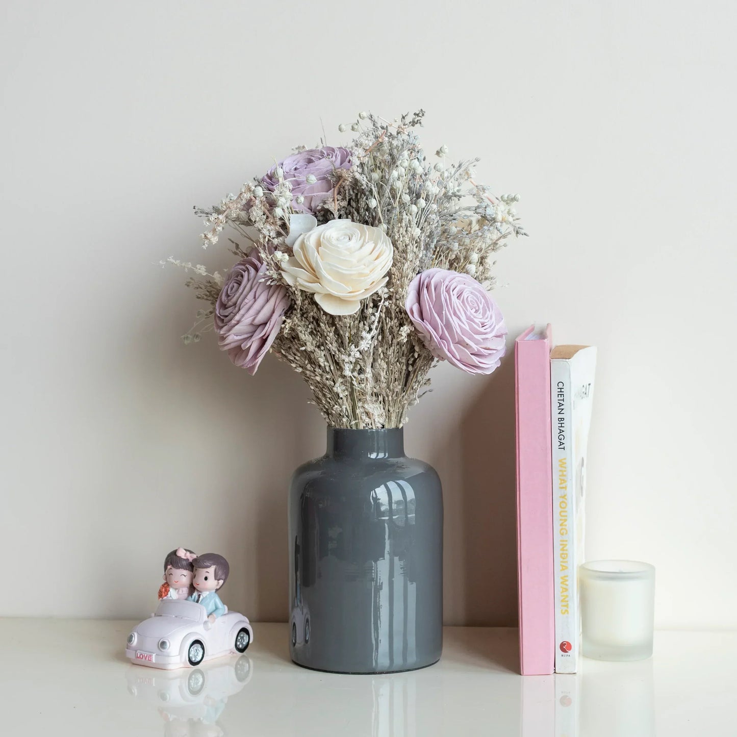 Lilac Whisper Bunch in Grey Halo Metal Jar