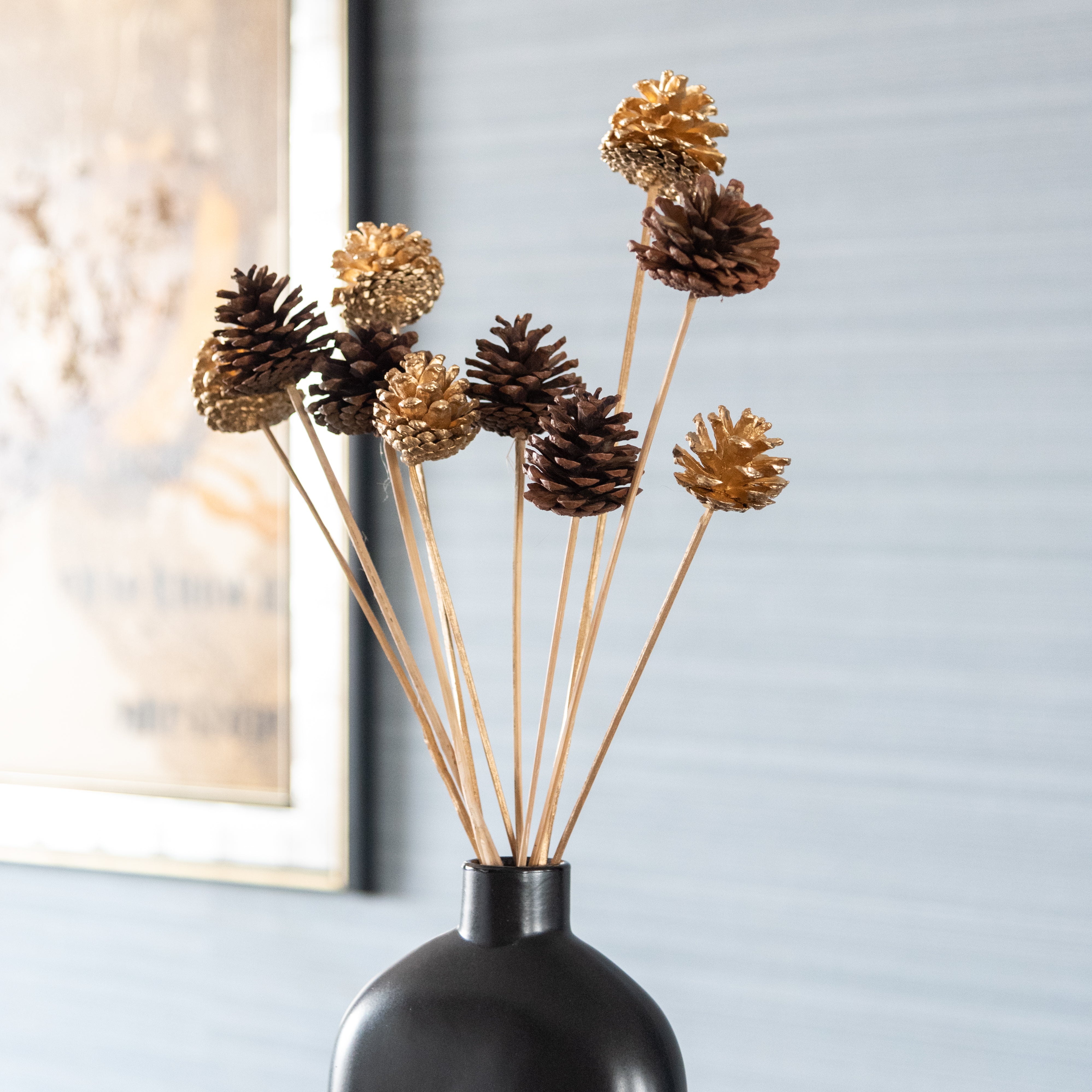 Gold & Brown Pine Cone Sticks (Set of 10 pcs) – Flowers and Fillers