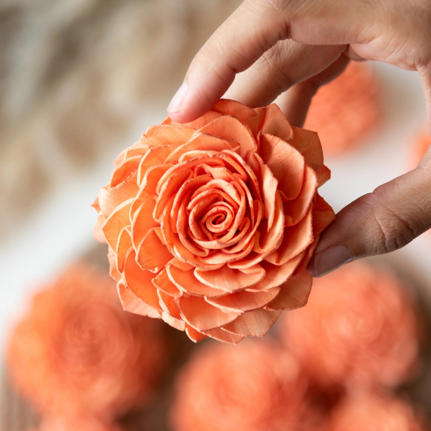 Yellow and Peach Sola Wood Flowers Set (Pack of 10)