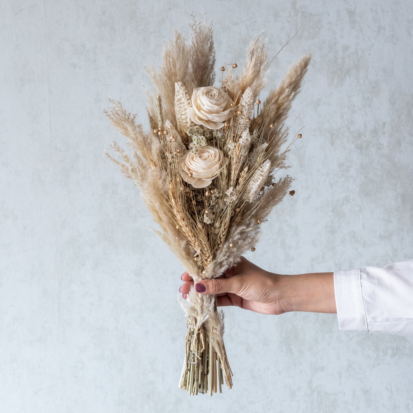Ivory Dream Bunch in a White Ribbed Vase