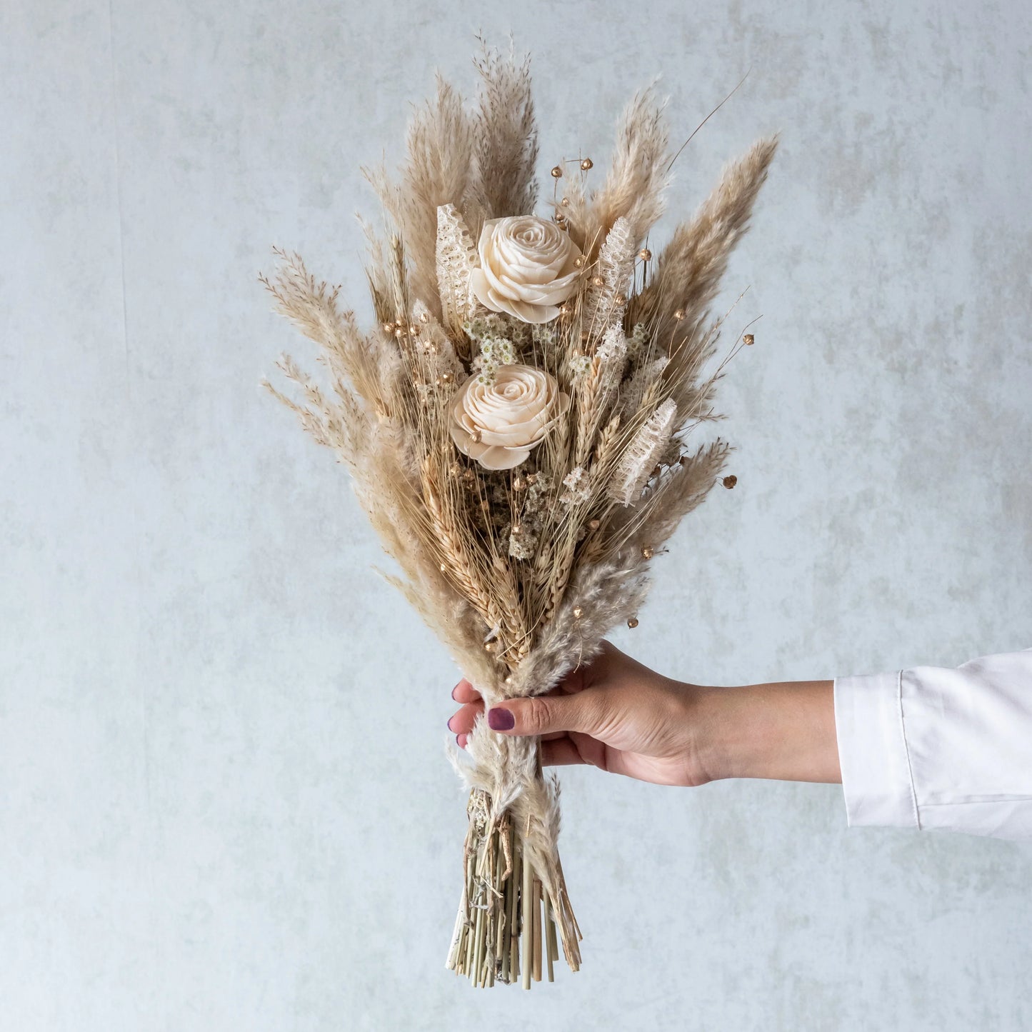 Ivory Dream Bunch in a White Ribbed Vase