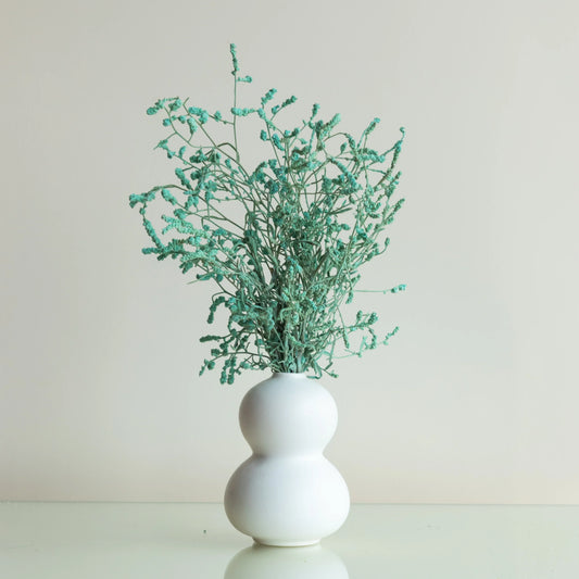 Sea Blue Dried German Statice Grass (100 Grams) In a Double Layered Orb Vase