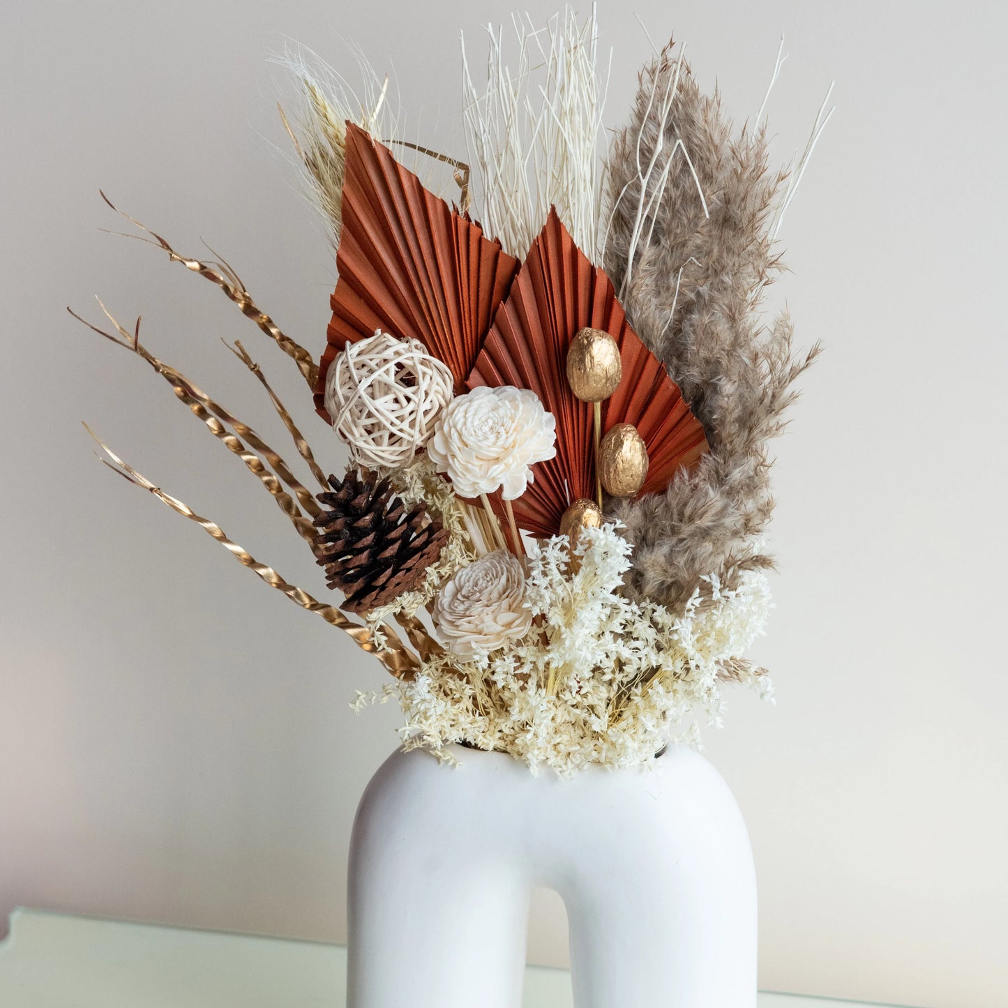 Golden Sunset Bunch in a U Shaped Vase