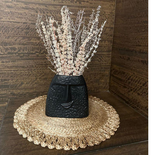 Monochrome Bunch in a Quirky Face Vase