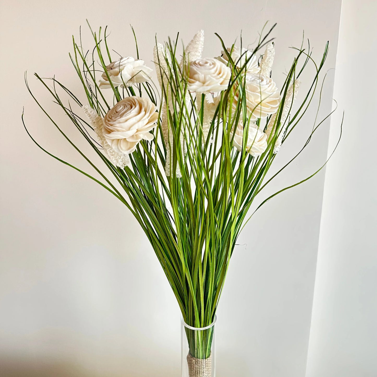 Classic Green and White Everlasting Floral Bunch
