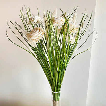 Classic Green and White Everlasting Floral Bunch