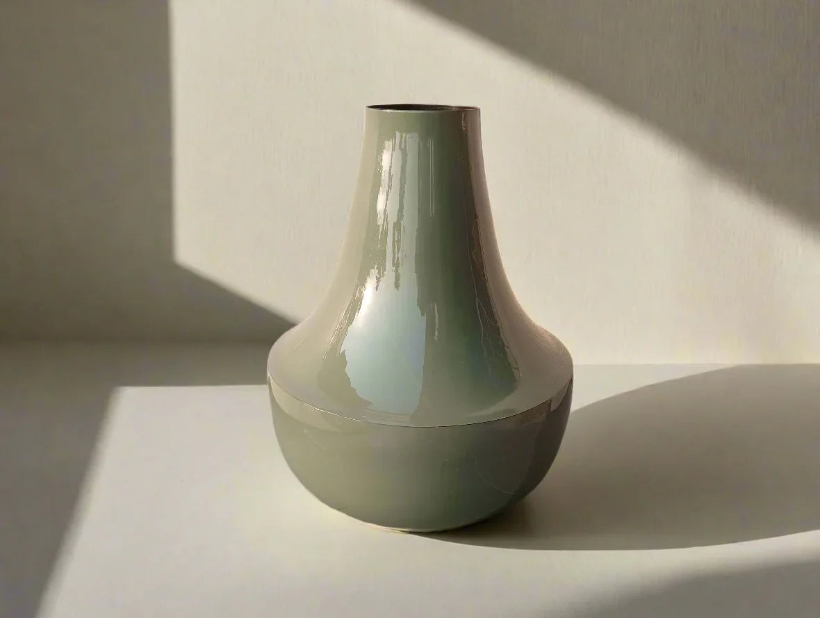 Green mirage metal vase