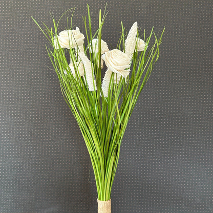 Classic Green and White Everlasting Floral Bunch