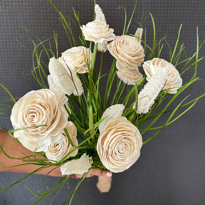Classic Green and White Everlasting Floral Bunch