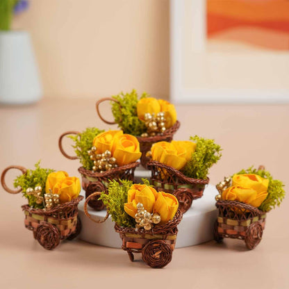 Floral Mini Yellow Basket (Set of 6)