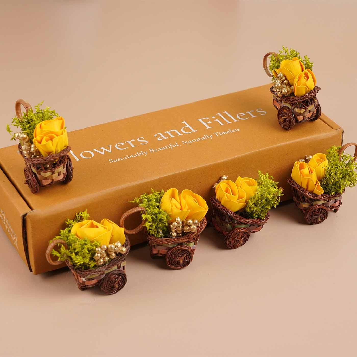 Floral Mini Yellow Basket (Set of 6)