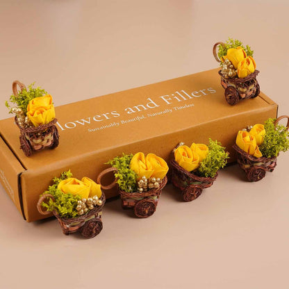 Floral Mini Yellow Basket (Set of 6)