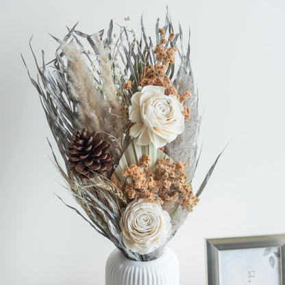 Silver Dawn Bunch in a White Ribbed Vase