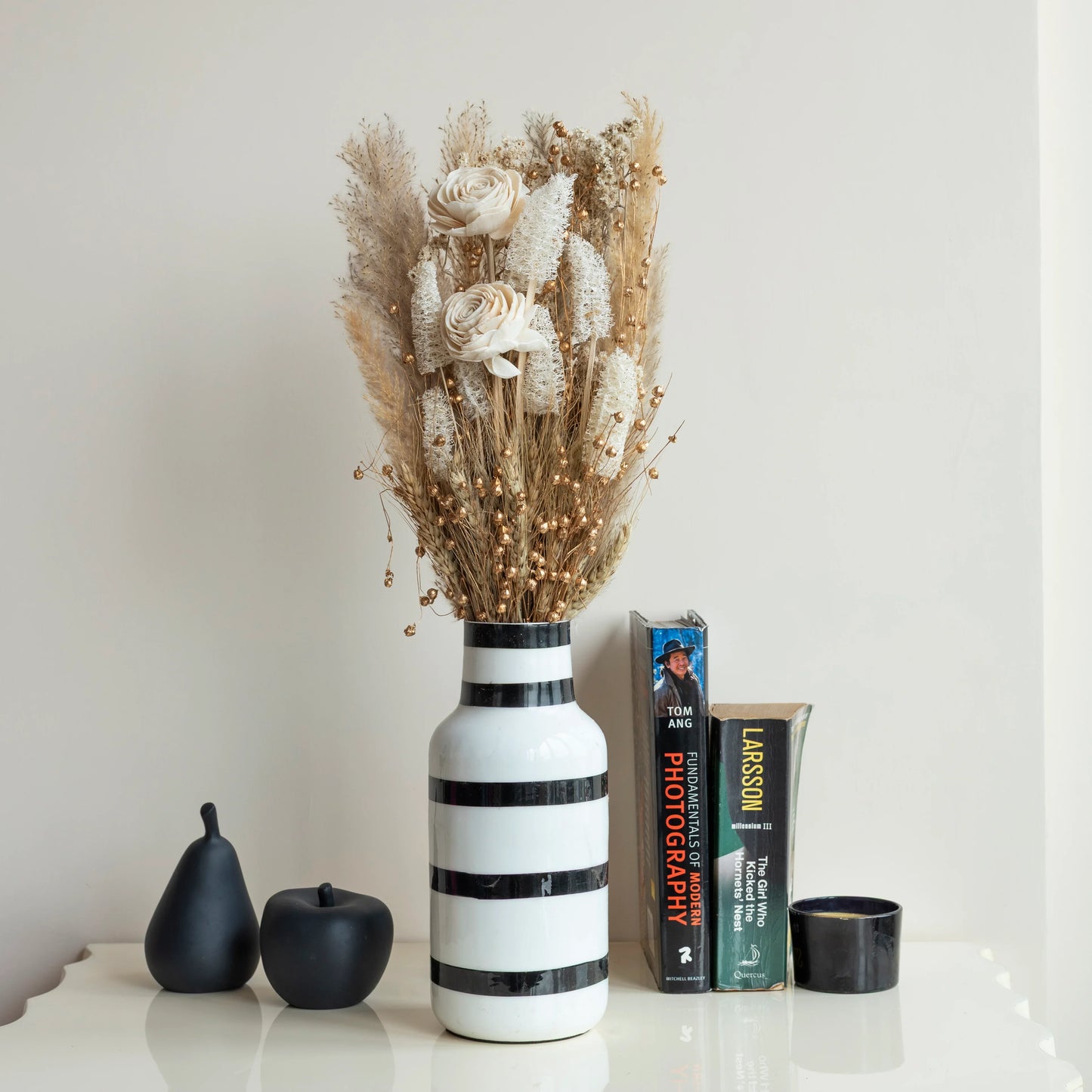 Ivory Dream Bunch In Retro Metal Vase