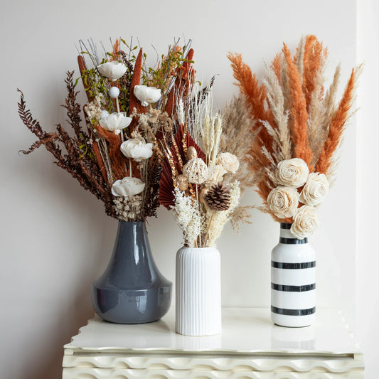 Burnt Caramel Bloom Set ( 3 Flower and Vase Sets )