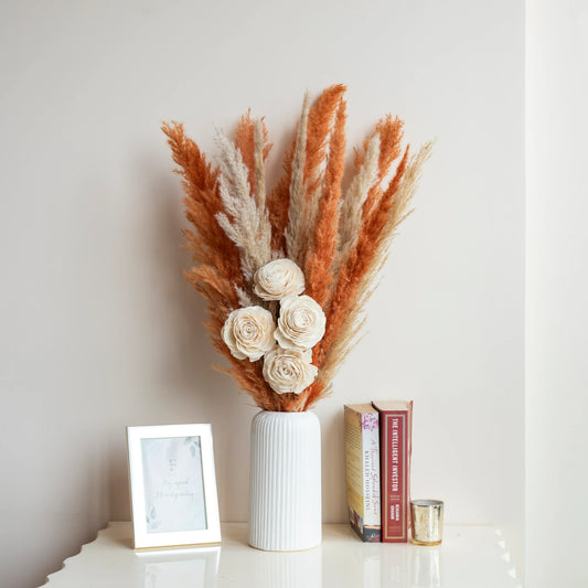 Honey and Glow Boho Pampas  Bundle (7 Each& 4 Sola Flowers On Stem)