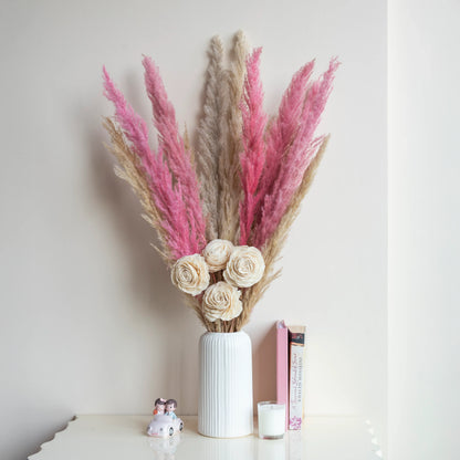 Barbie Pink and Glow Boho Pampas  Bundle (7 Each & 4 Sola Flowers On Stem)