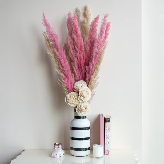 Barbie Pink and Glow Boho Pampas  Bundle (7 Each & 4 Sola Flowers On Stem)