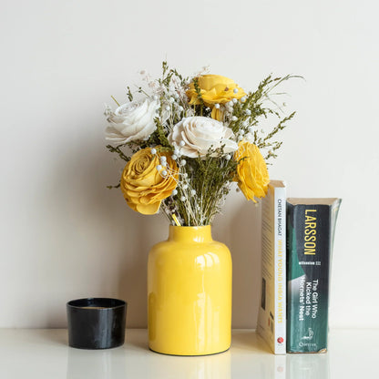 Lemon Meringue Bunch in Yellow Halo Metal Jar