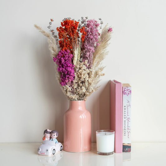 Boho Rainbow Bunch In PInk Bloom Metal Vase