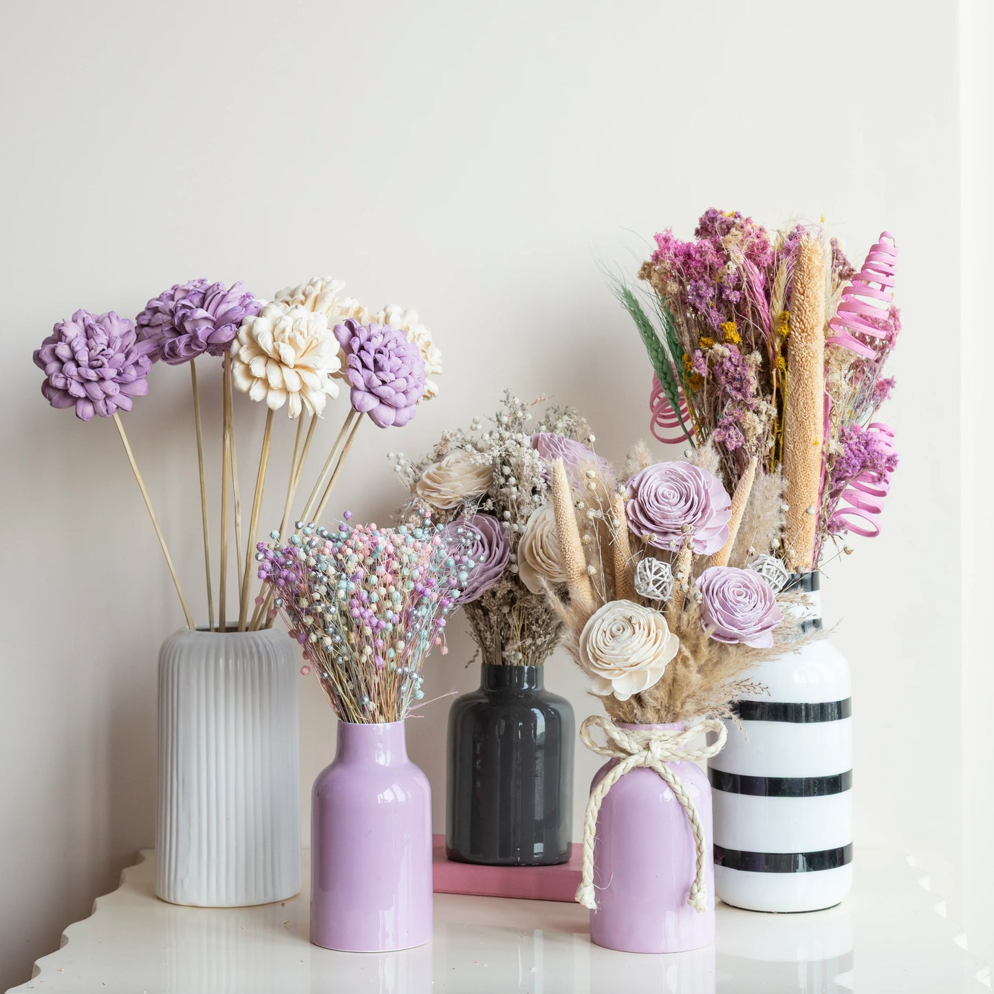 The Lilac Luxe Set (5 Vase and Flower Sets)
