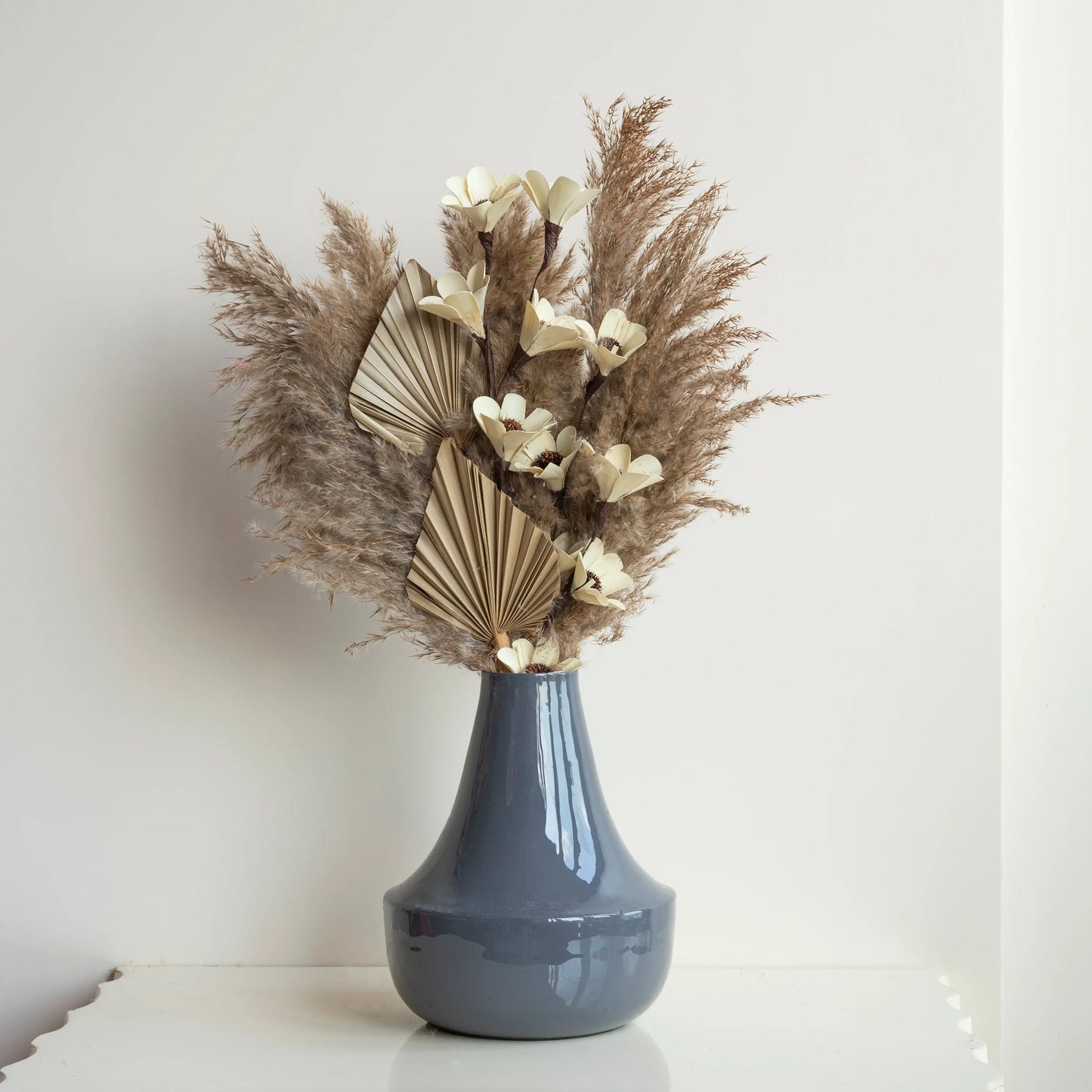 Boho Garden Bunch in grey mirage metal vase