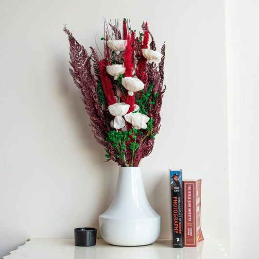 Aurelia Bunch In White Mirage Metal Vase