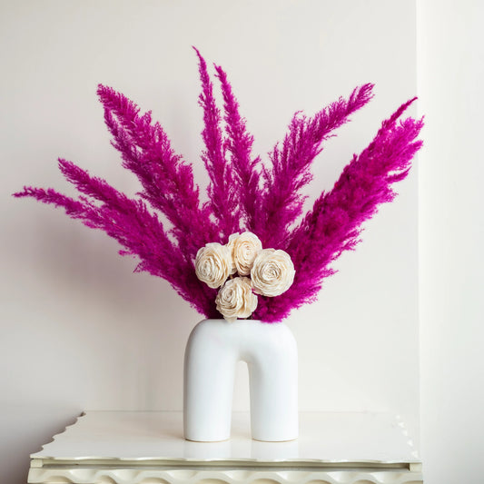 Hot Pink Glow Boho Pampas Bunch(Pack of 10 Sticks)