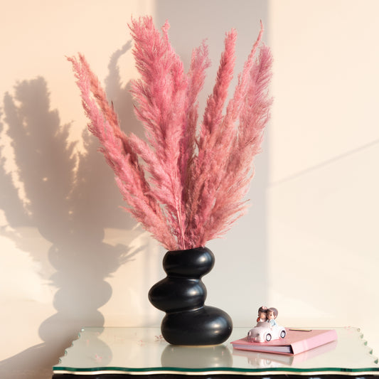 South Pillar - Dried Pink Pampas Grass Bouquet - 17.5 Inch - Palm Leave,  Fern, Bunny Tail Grass and Dried Flowers - Vase Not Included - Boho Wedding