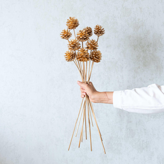 Golden Pine Cone Sticks (Set of 10 pcs)
