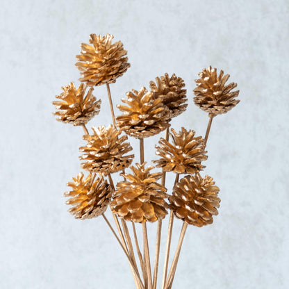 Golden Pine Cone Sticks (Set of 10 pcs)