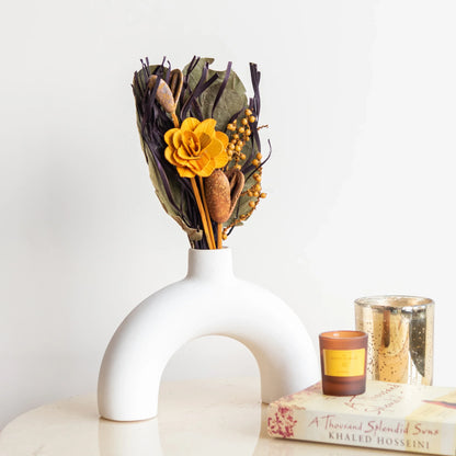 Sand Dune Bunch With a Half Ring White Vase