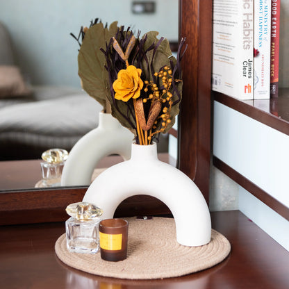 Sand Dune Bunch With a Half Ring White Vase