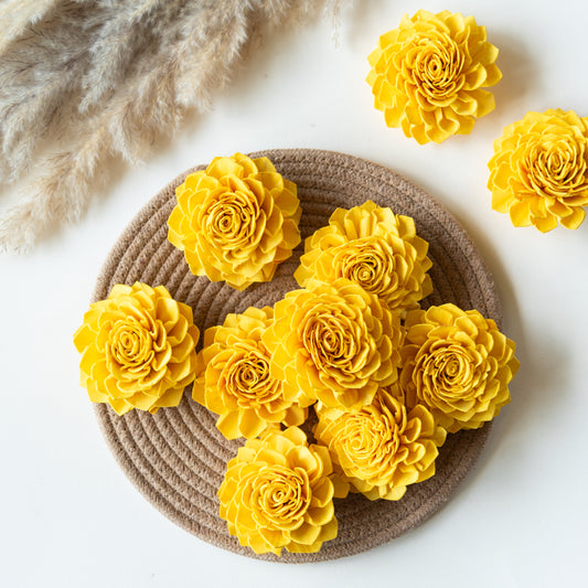 Yellow Sola Wood Flowers (Pack of 10)