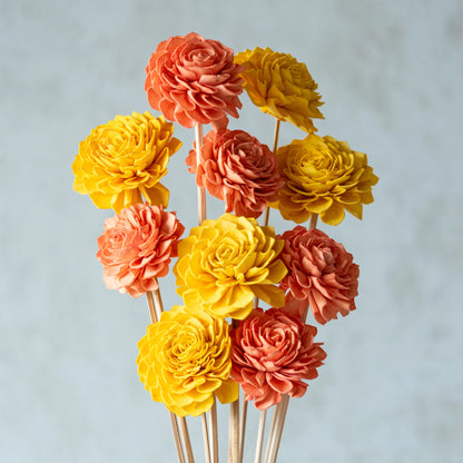Yellow and Peach Sola Flowers Set (10 sticks)