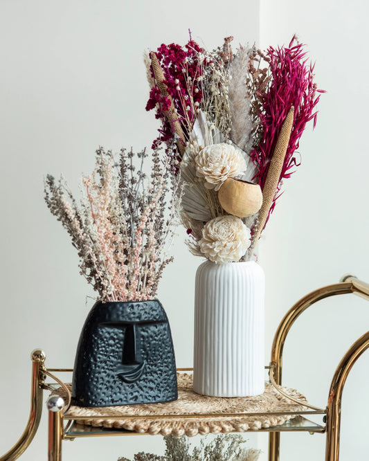 Pink Decor Set  ( 2 Vase and Flower Sets)