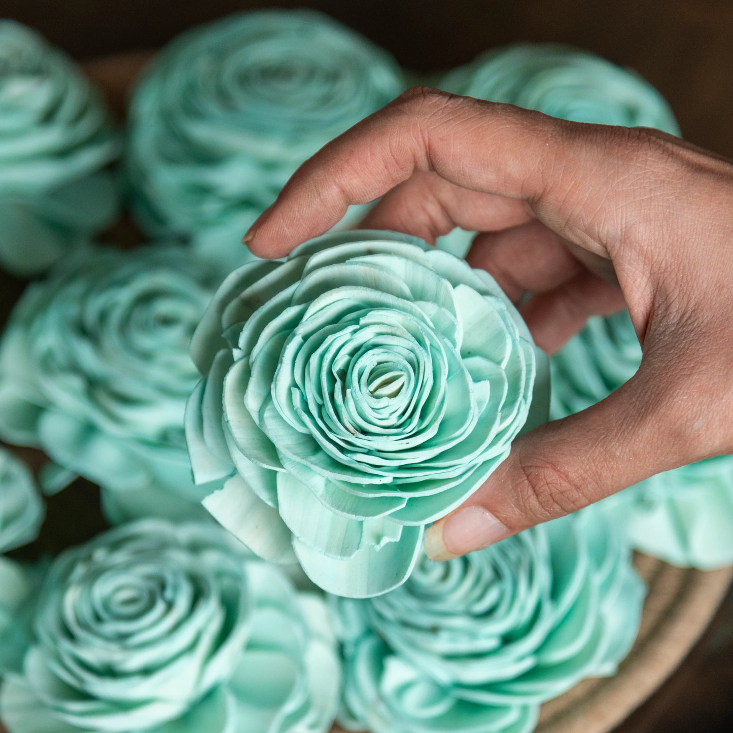 Blue Lagoon Sola Roses 8 cm (Pack of 10)