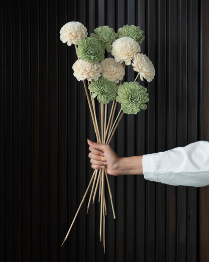 Garden Green and White Sola Wood Flowers Sticks (Set of 10)