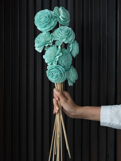 Blue Lagoon Sola Wood Rose Flowers Sticks (10 Sticks)