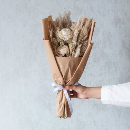 Ivory Dream Bunch in a White Ribbed Vase