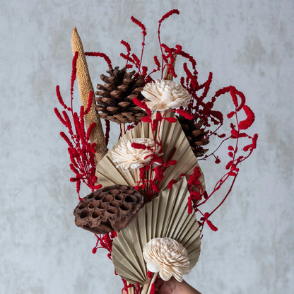 Scarlet Bunch in a White Ribbed Vase