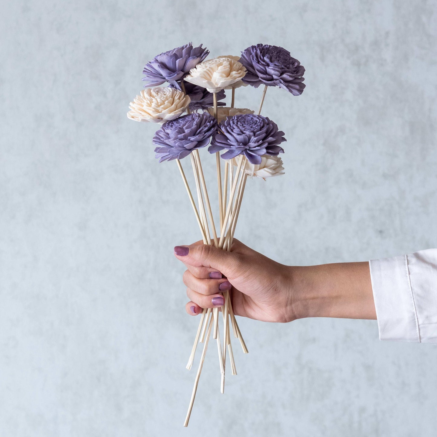 Lavender and White Sola Flower Sticks (10 Sticks)