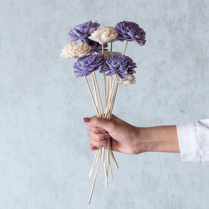 Lavender and White Sola Flower Sticks (10 Sticks)