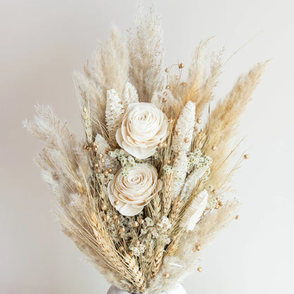 Ivory Dream Bunch in a White Ribbed Vase