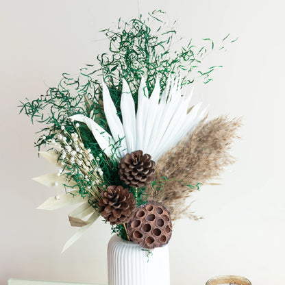 Wild Forest Bunch in a White Ribbed Vase