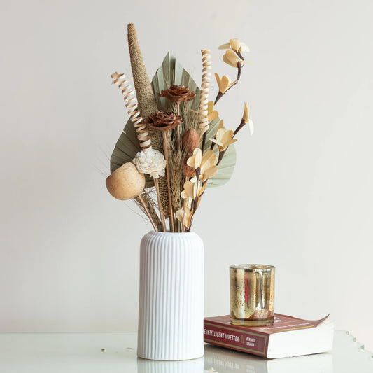 Botanical Bliss Bunch in a White Ribbed Vase