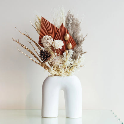 Golden Sunset Bunch in a U Shaped Vase