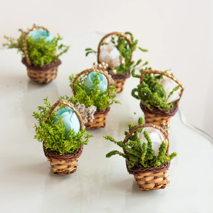 Floral Mini Basket- Blue and White (Set of 6)